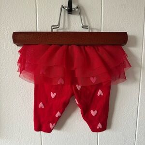 Red Tulle Heart Leggings
